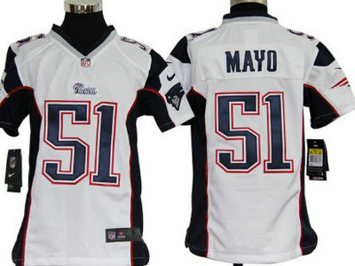 Nike New England Patriots 51 Jerod Mayo White Game Kids Jersey