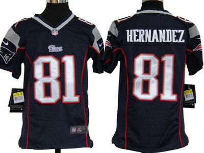 Nike New England Patriots 81 Aaron Hernandez Blue Game Kids Jersey
