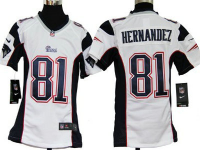 Nike New England Patriots 81 Aaron Hernandez White Game Kids Jersey