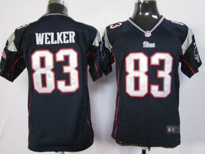Nike New England Patriots 83 Wes Welker Blue Game Kids Jersey