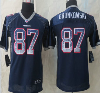 Nike New England Patriots #87 Rob Gronkowski 2013 Drift Fashion Blue Kids Jersey