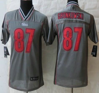 Nike New England Patriots #87 Rob Gronkowski Grey Vapor Elite Kids Jersey