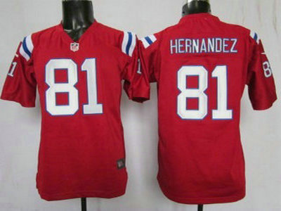 Nike New England Patriots 81 Aaron Hernandez Red Games Kids Jersey