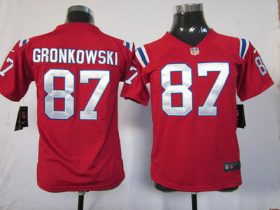 Nike New England Patriots 87 Rob Gronkowski Red Game Kids Jersey