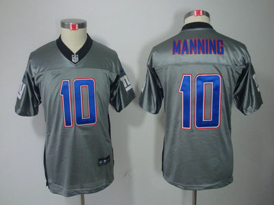 Nike New New York Giants 10 Eli Manning Grey Shadow Game Kids Jersey