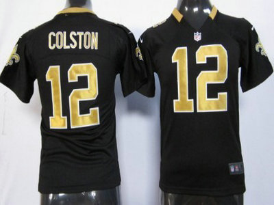 Nike New Orleans Saints 12 Marques Colston Black Game Kids Jersey