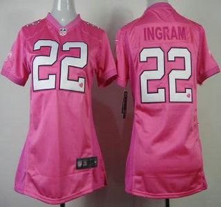 Nike New Orleans Saints #22 Mark Ingram Pink Love Game Womens Jersey