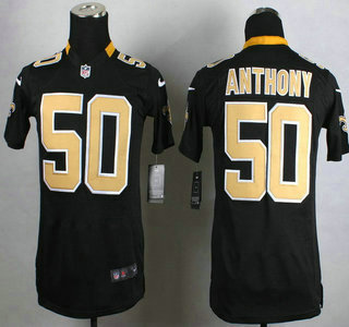 Nike New Orleans Saints #50 Stephone Anthony Black Game Kids Jersey