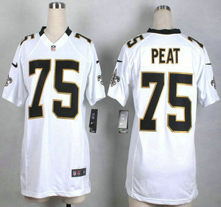 Nike New Orleans Saints #75 Andrus Peat White Game Womens Jersey