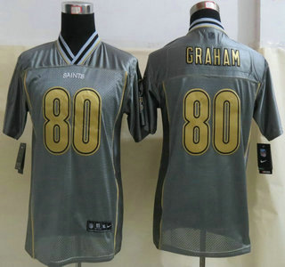 Nike New Orleans Saints #80 Jimmy Graham 2013 Gray Vapor Elite Kids Jersey