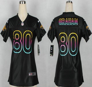 Nike New Orleans Saints #80 Jimmy Graham Pro Line Black Fashion Womens Jersey