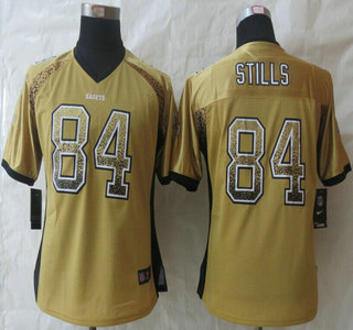 Nike New Orleans Saints #84 Kenny Stills Drift Fashion Gold Elite Womens Jersey