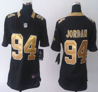Nike New Orleans Saints #94 Cameron Jordan Black Game Womens Jersey