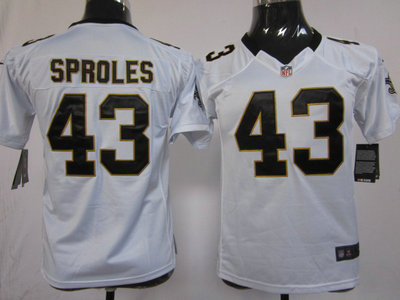 Nike New Orleans Saints 43 Darren Sproles White Game Kids Jersey