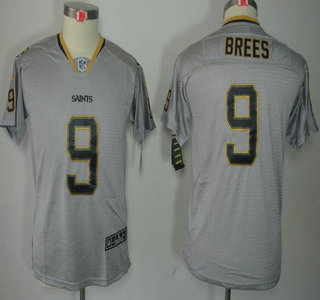 Nike New Orleans Saints 9 Drew Brees Lights Out Grey Elite Kids Jerseys