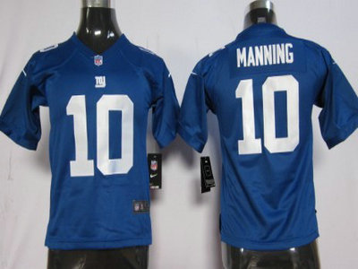 Nike New York Giants 10 Eli Manning Blue Game Kids Jersey