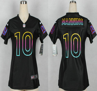Nike New York Giants #10 Eli Manning Pro Line Black Fashion Womens Jersey
