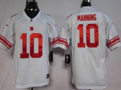 Nike New York Giants 10 Eli Manning White Game Kids Jersey