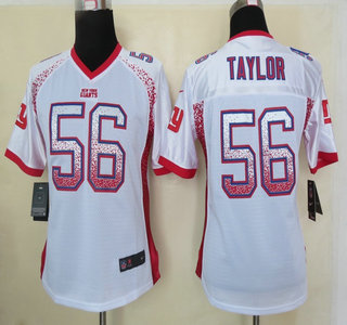 Nike New York Giants #56 Lawrence Taylor Drift Fashion White Elite Womens Jersey