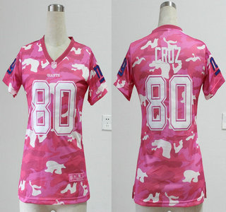 Nike New York Giants #80 Victor Cruz Fashion 2013 New Pink Camo Women's Jersey