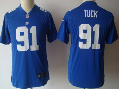 Nike New York Giants 91 Justin Tuck Blue Game Kids Jersey