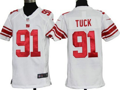 Nike New York Giants 91 Justin Tuck White Game Kids Jersey