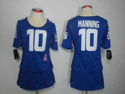 Nike New York Giants 10 Eli Manning Breast Cancer Awareness Blue Womens Jersey