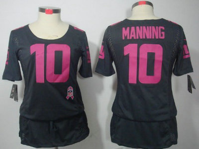 Nike New York Giants 10 Eli Manning Breast Cancer Awareness Gray Womens Jersey