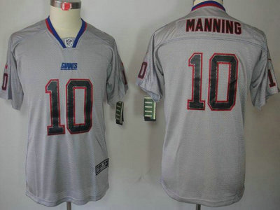 Nike New York Giants 10 Eli Manning Lights Out Grey Elite Kids Jerseys