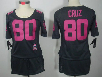 Nike New York Giants 80 Victor Cruz Breast Cancer Awareness Gray Womens Jersey