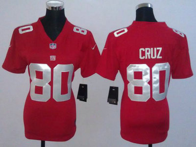 Nike New York Giants 80 Victor Cruz Red Game Womens Team Jersey