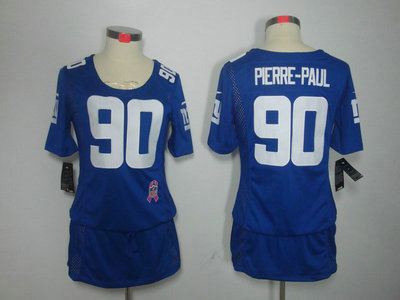 Nike New York Giants 90 Jason Pierre-Paul Breast Cancer Awareness Blue Womens Jersey