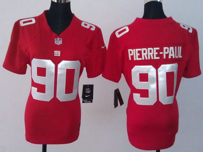 Nike New York Giants 90 Jason Pierre-Paul Red Game Womens Team Jersey