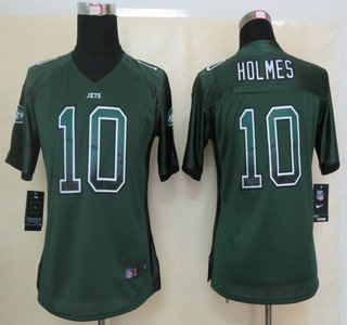 Nike New York Jets #10 Santonio Holmes Drift Fashion Green Elite Womens Jersey