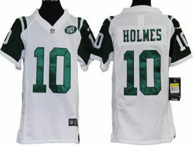 Nike New York Jets 10 Santonio Holmes White Game Kids Jersey