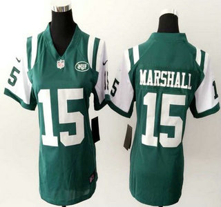 Nike New York Jets #15 Brandon Marshall Green Game Womens Jersey