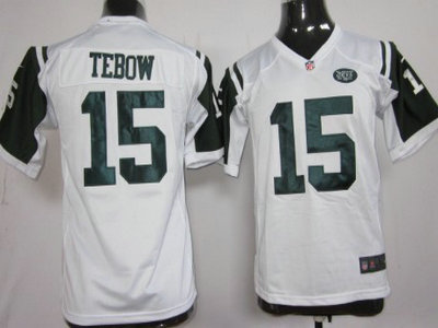 Nike New York Jets 15 Tim Tebow White Game Kids Jersey