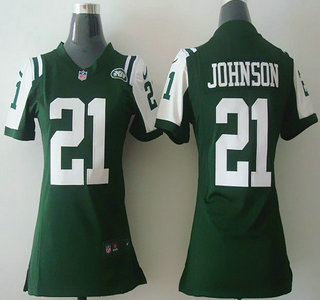 Nike New York Jets #21 Chris Johnson Green Game Womens Jersey