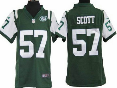Nike New York Jets 57 Bart Scott Green Game Kids Jersey