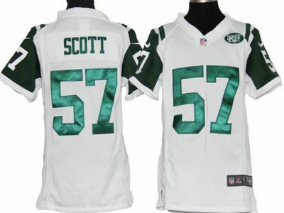 Nike New York Jets 57 Bart Scott White Game Kids Jersey