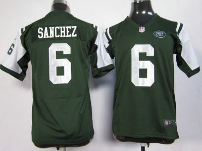 Nike New York Jets 6 Mark Sanchez Green Game Kids Jersey