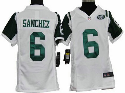 Nike New York Jets 6 Mark Sanchez White Game Kids Jersey