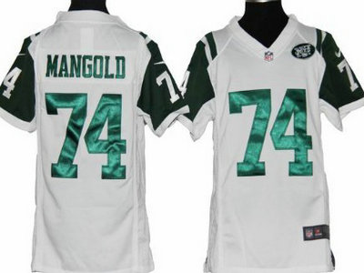 Nike New York Jets 74 Nick Mangold White Game Kids Jersey