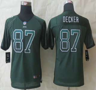 Nike New York Jets #87 Eric Decker Drift Fashion Green Elite Kids Jersey