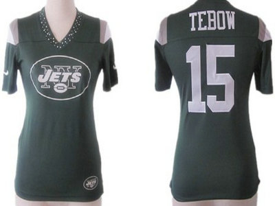 Nike New York Jets 15 Tim Tebow 2012 Green Womens Field Flirt Fashion Jersey