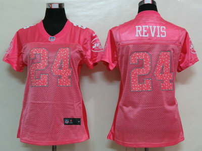 Nike New York Jets 24 Darrelle Revis Pink Elite Womens Jerseys