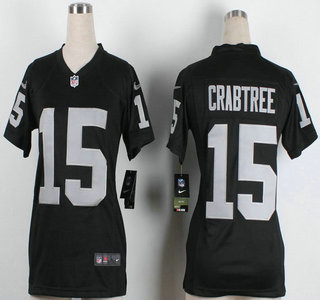 Nike Oakland Raiders #15 Michael Crabtree Black Game Womens Jersey