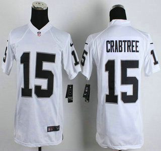 Nike Oakland Raiders #15 Michael Crabtree White Game Kids Jersey
