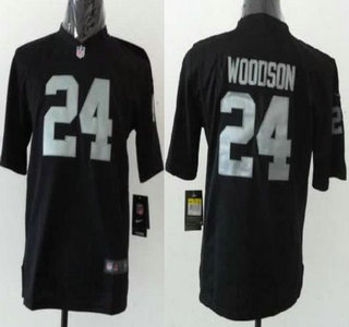 Nike Oakland Raiders #24 Charles Woodson Black Game Kids Jersey