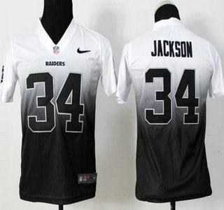 Nike Oakland Raiders #34 Jackson Black White Drift Fashion II Elite Kids Jersey